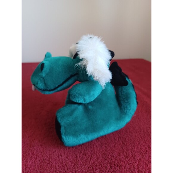 GREEN AND BLACK BUCKTOOTH DRAGON PLUSH ANIMAL STUFFED SOFT TOY 6 INCHES - Picture 4 of 6